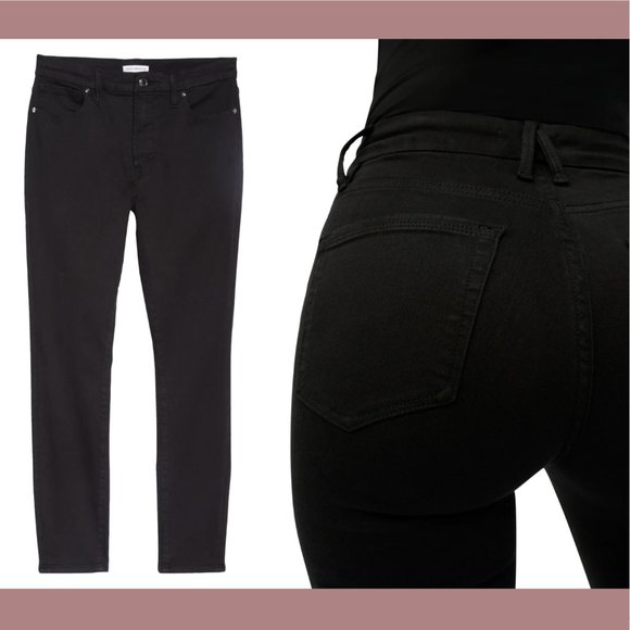 NEW‎ $129 Good American [ 18 ] Good Legs High Rise Skinny Jeans in Black - Picture 2 of 13